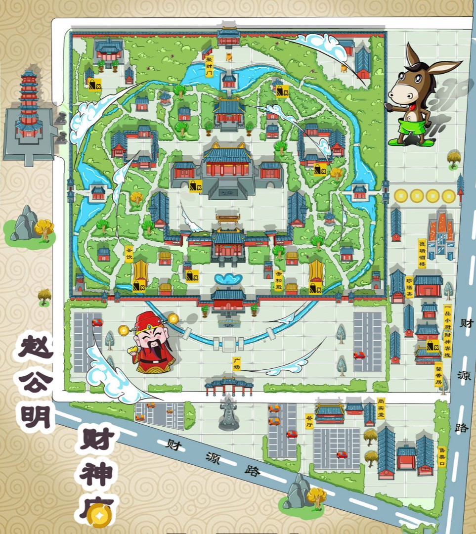 兴平寺庙类手绘地图